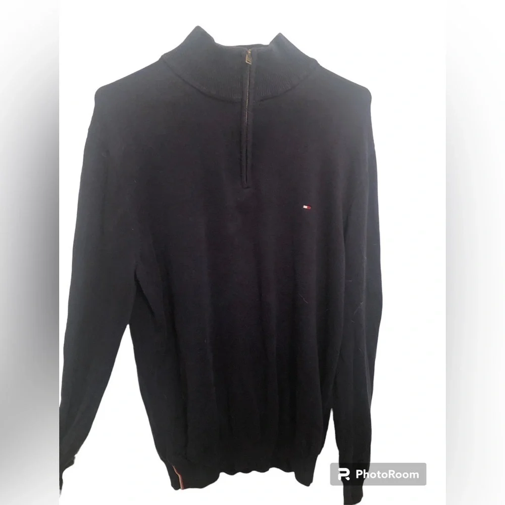 Tommy Hilfiger 1/4  zipped Cotton size large Pullover - Picture 2 of 9
